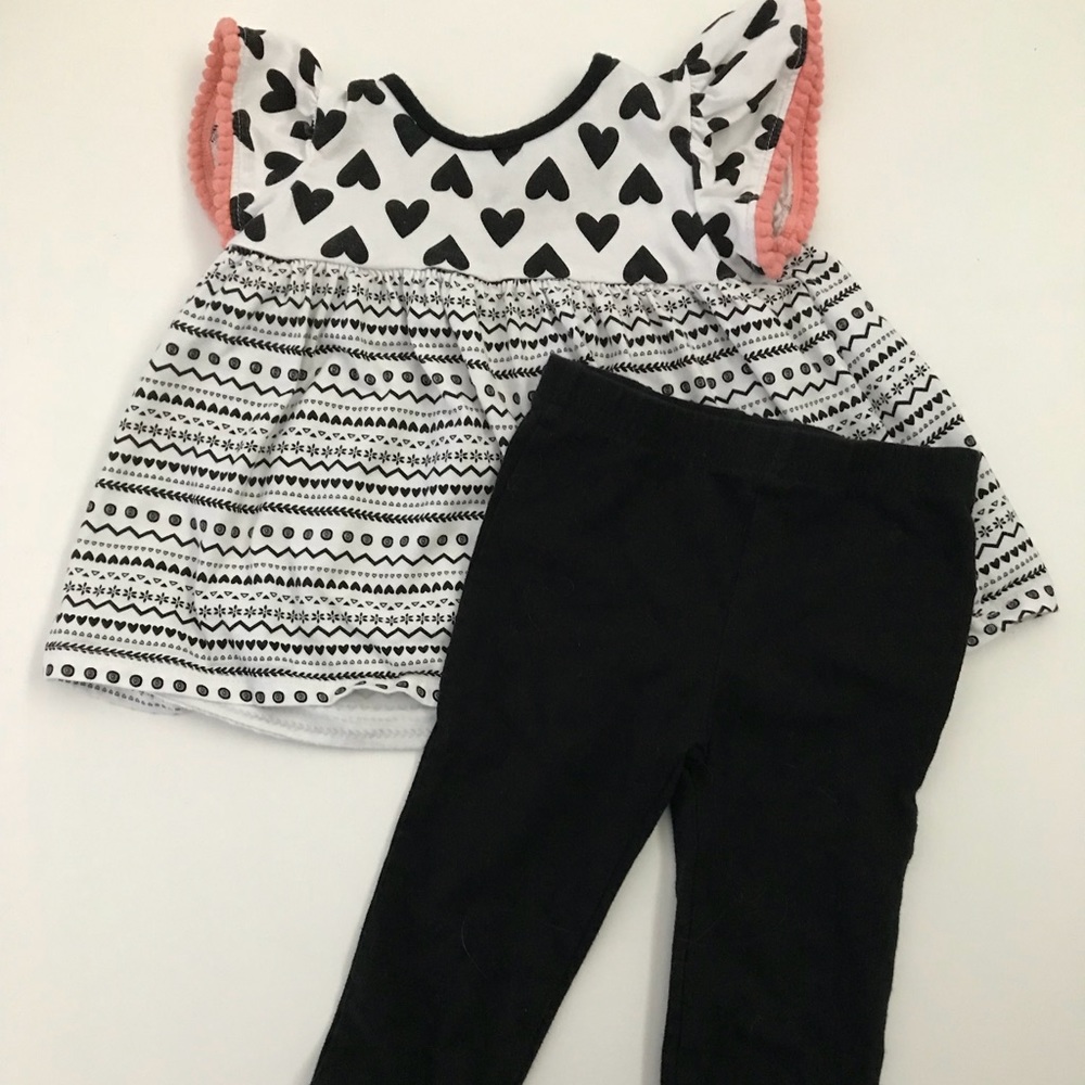 Black + White Heart Print Outfit